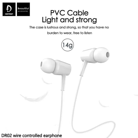 Casti mufa jack 3.5 mmS Denmen alb DR02 [2]