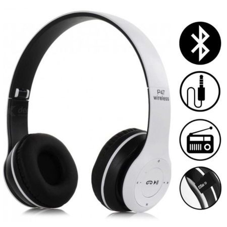 Casti on-ear cu bluetooth P47, alb [2]