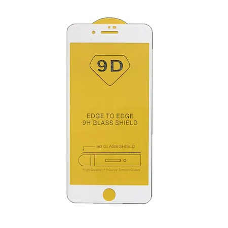 Huse si folii iPhone 6 Plus/7 Plus/8 Plus - Folie sticla iPhone 6 Plus  / 6S Plus  / 7 Plus / 8 Plus , contur alb, 9D, full glue