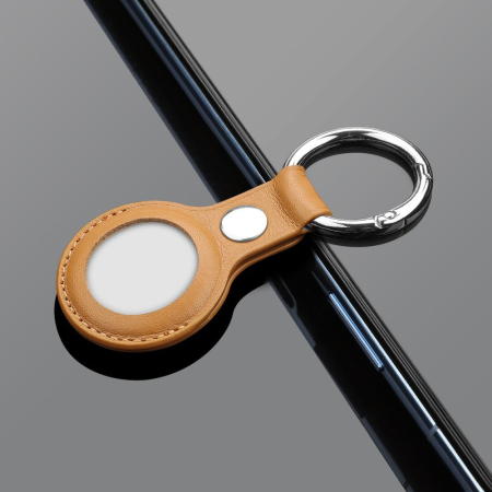 Husa Apple AirTag, tip breloc, piele ecologica, camel [3]