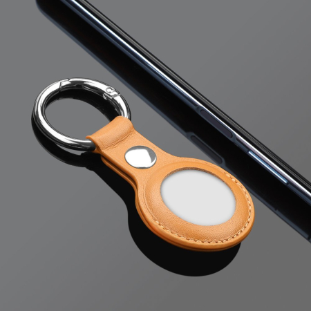 Husa Apple AirTag, tip breloc, piele ecologica, camel [2]