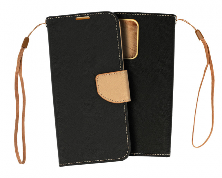Huse si folii Motorola G32 - Husa carte Smart Fancy Motorola Moto G32 negru-auriu