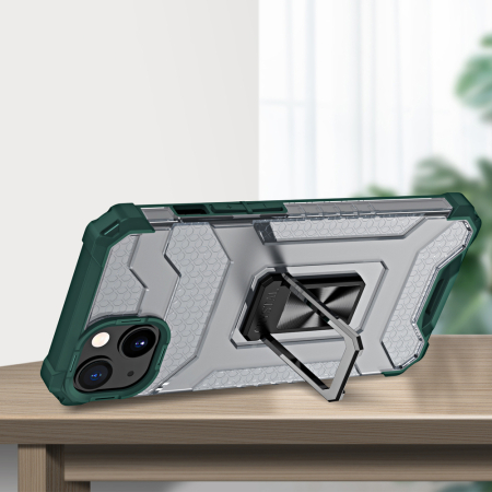 Husa Crystal Armor cu inel iPhone 13 green [2]