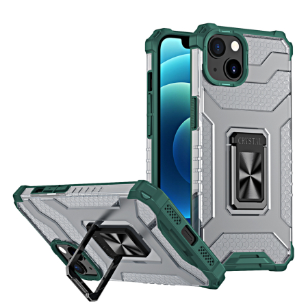 Huse si folii iPhone - Husa Crystal Armor cu inel iPhone 13 Pro green