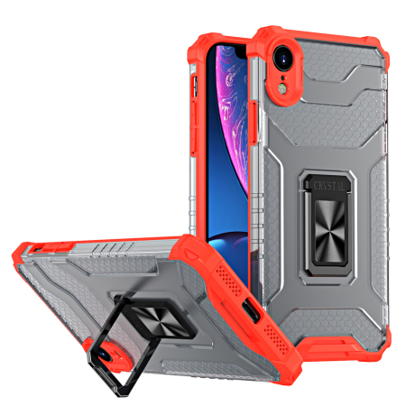 Huse si folii iPhone 13 - Husa Crystal Armor cu inel iPhone 13 red