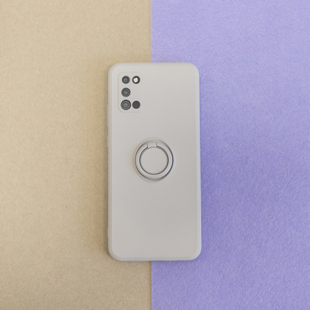 Husa cu inel si interior catifea pentru iPhone 12 6,1" light gray [6]