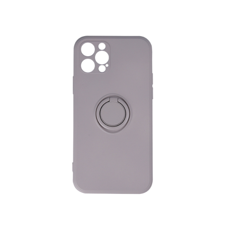 Husa cu inel si interior catifea pentru iPhone 12 6,1" light gray [1]