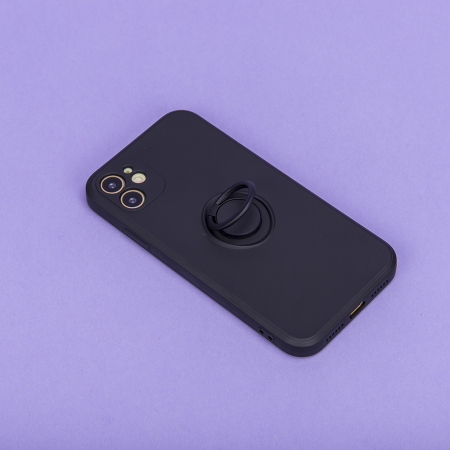 Husa cu inel si interior catifea pentru Samsung A21s negru [7]