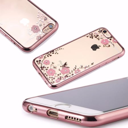 Huse si folii Redmi 9/9A/9AT/9C/9i - Husa Diamond Flower Xiaomi Redmi 9A rose gold