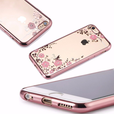 Huse si folii Xiaomi Redmi - Husa Diamond Flower Xiaomi Redmi 9C rose gold