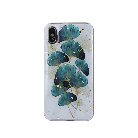 Husa iPhone 11 frunze verzi, model Glam, spate dur, margine silicon [1]