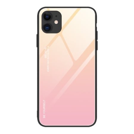 Huse si folii iPhone - Husa iPhone 12 Pro / iPhone 12 roz, spate sticla, degrade