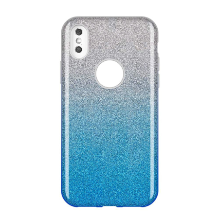 Huse si folii iPhone XS Max - Husa iPhone XS Max, 3 in 1, glitter, albastra