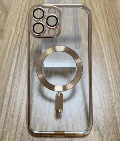 Husa MagSafe Chrome iPhone 13 gold, sticla la camera [1]
