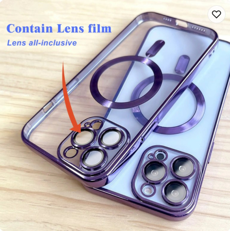 Husa MagSafe Chrome iPhone 15 purple, sticla la camera [2]