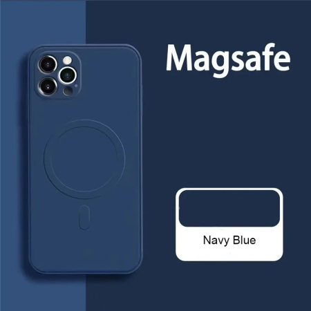 Huse si folii iPhone - Husa Magsafe iPhone 14 Pro, silicon cu interior soft, albastru