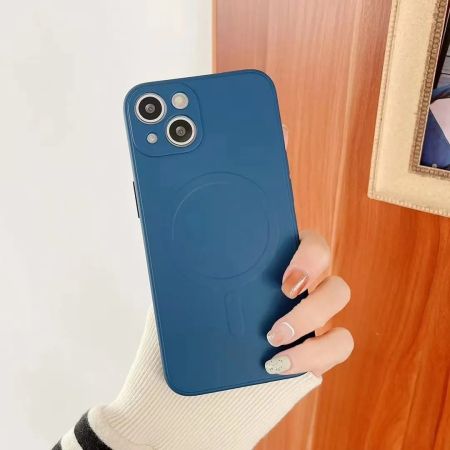 Husa Magsafe iPhone 14, silicon cu interior soft, albastru [3]