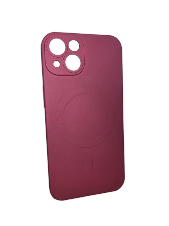 Huse si folii iPhone - Husa Magsafe iPhone 14, silicon cu interior soft, burgundy