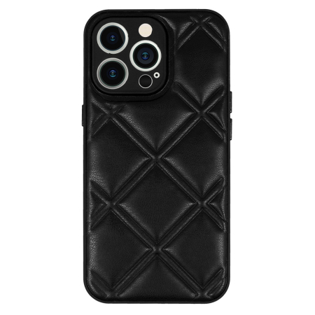 Husa piele 3D pentru Iphone 13 Pro model romburi negru [1]
