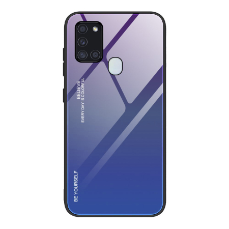 Huse si folii Samsung - Husa Samsung A21s / albastra, spate sticla, degrade