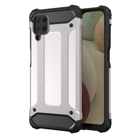Huse si folii Samsung - Husa Samsung Galaxy A12 / Galaxy M12, argintiu, Hybrid Armor