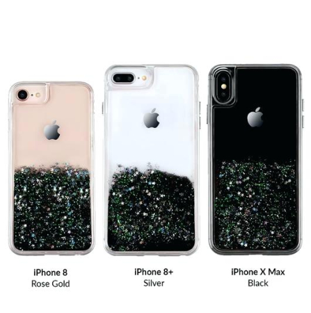 Huse si folii iPhone - Husa sclipici lichid iPhone X/XS (5,8) black