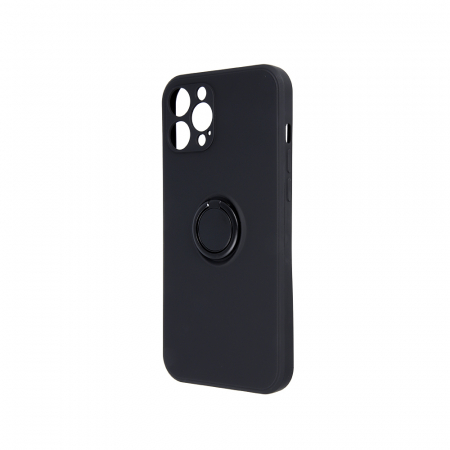 Huse si folii Samsung - Husa silicon cu inel Samsung Galaxy A25 5G, neagra, cu interior din catifea