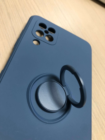 Husa silicon cu inel si interior din catifea pentru Samsung A12 albastru [1]