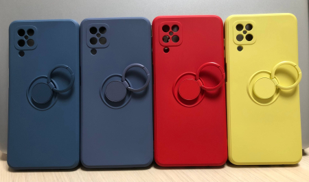 Husa silicon cu inel si interior din catifea pentru Samsung A12, galbena [7]