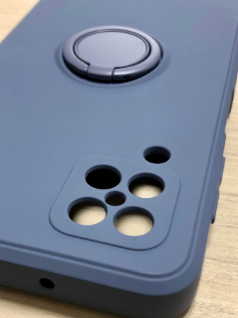 Husa silicon cu inel si interior din catifea pentru Samsung A12 gri petrol [6]