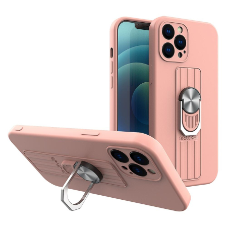 Huse si folii iPhone - Husa silicon Ring iPhone 13 pink