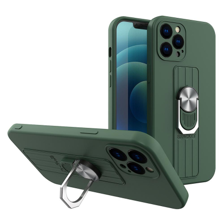 Huse si folii iPhone - Husa silicon Ring iPhone 13 Pro verde