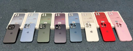 Huse si folii iPhone - Husa spate sticla iPhone 14 Plus, sierra blue, cu logo