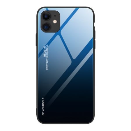 Huse si folii Xiaomi Redmi - Husa Xiaomi Redmi 8 neagra-albastra, spate sticla, degrade