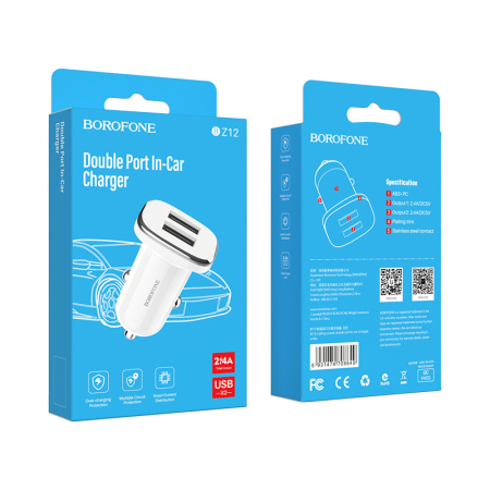 Incarcatoare auto - Incarcator auto Borofone BZ12 2XUSB 2.4A alb