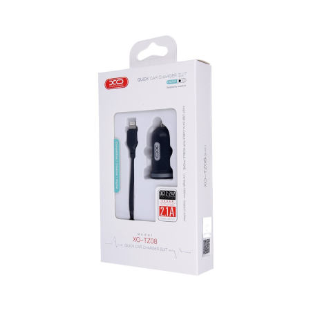 Incarcatoare auto - Incarcator auto XO TZ08 2.1A 2x USB, negru + cablu lightning