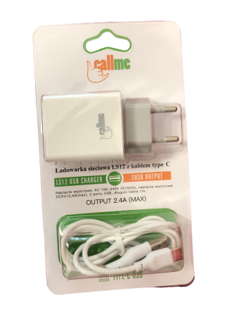 Incarcatoare priza - Incarcator LS12 2 USB 2.1A + cablu Type-C, alb