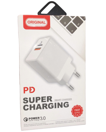 Incarcatoare priza - Incarcator priza fast 2 porturi 2.1A / 3.4A QC3.0 Type C PD, alb - blister