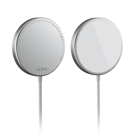 Incarcatoare - Incarcator wireless mini Qi 15 W (compatibil MagSafe pentru iPhone) Silver (OJD-63)