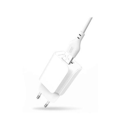 Incarcatoare priza - Incarcator XO L35D, 2.1A, 2USB + cablu Type-C, alb
