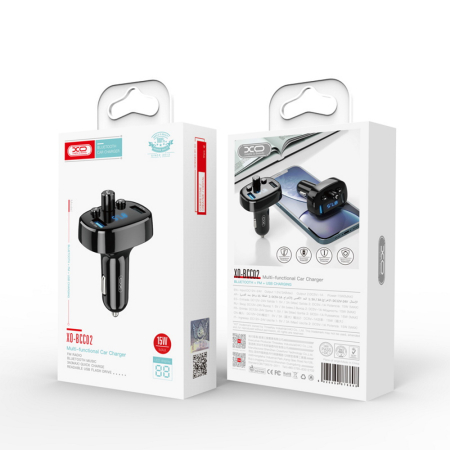 Modulator FM XO BCC02 Bluetooth MP3 cu incarcator auto 15W negru [2]