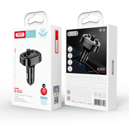 Modulator FM XO BCC03 Bluetooth MP3 cu incarcator auto 18W negru [4]
