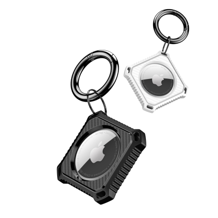 Altele - Set 2 huse flexibile pentru Apple AirTag, Dux Ducis, alb/negru