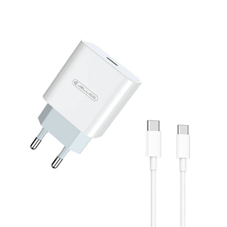 Incarcatoare priza - Set incarcator 20W PD + cablu USB-C la USB-C Jellico AK180, alb
