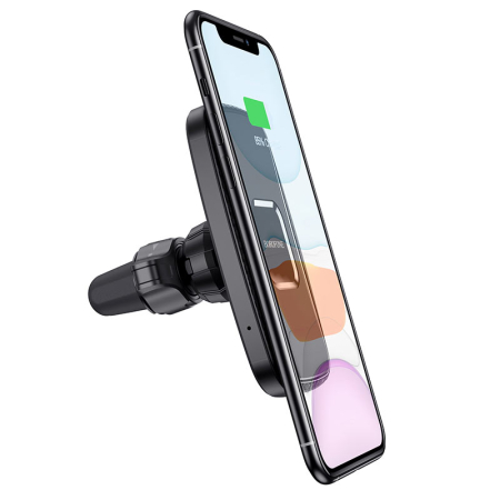 Suport auto - cu prindere pe parbriz sau grila - Borofone BH35 cu incarcare wireless, negru [6]