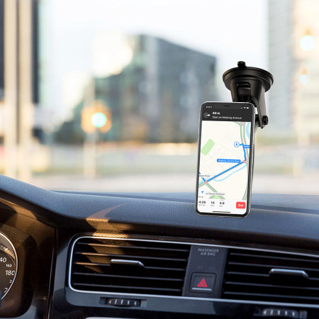 Suport auto - cu prindere pe parbriz sau grila - Borofone BH35 cu incarcare wireless, negru [7]