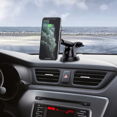 Suport auto - cu prindere pe parbriz sau grila - Borofone BH35 cu incarcare wireless, negru [4]