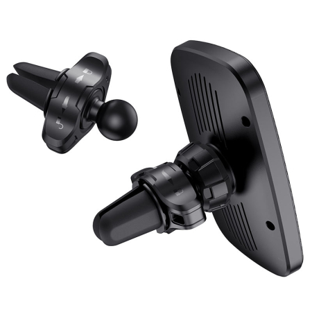 Suport auto - cu prindere pe parbriz sau grila - Borofone BH35 cu incarcare wireless, negru [5]