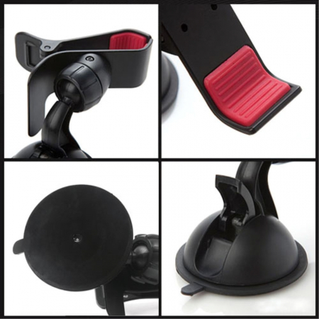 Suport auto cu ventuza, prindere cleste, negru [2]