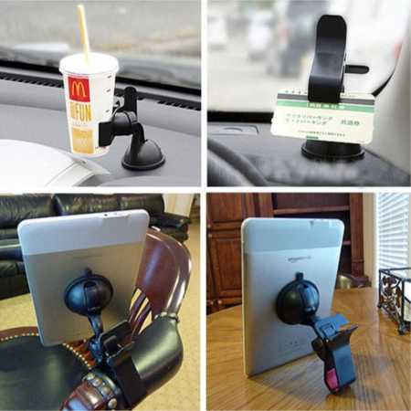 Suport auto cu ventuza, prindere cleste, negru [4]